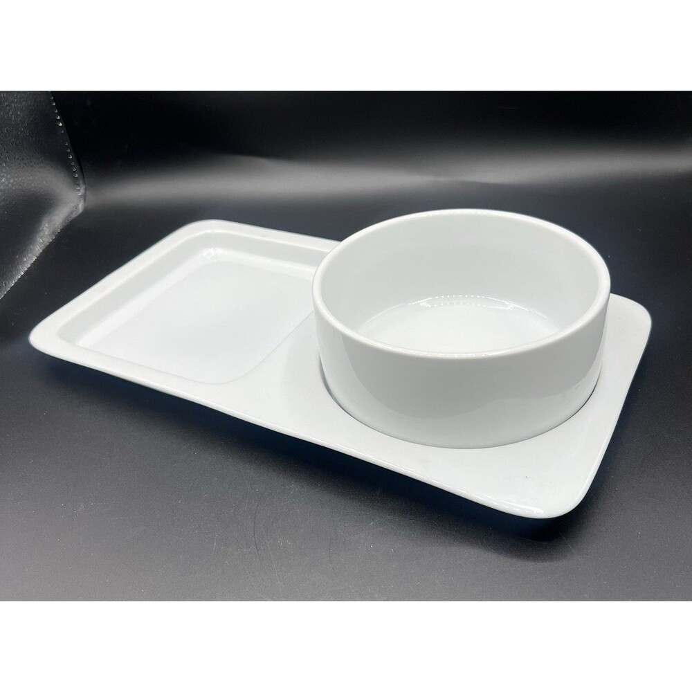 BIA Cordon Bleu Soup Bowl Sandwich Tray Set White Porcelain Microwave Safe